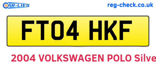 FT04HKF are the vehicle registration plates.