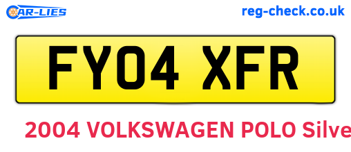 FY04XFR are the vehicle registration plates.