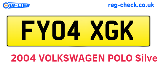 FY04XGK are the vehicle registration plates.