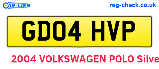 GD04HVP are the vehicle registration plates.