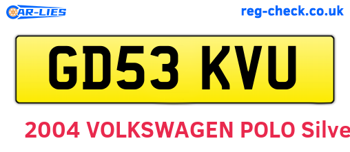 GD53KVU are the vehicle registration plates.