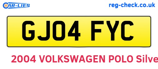 GJ04FYC are the vehicle registration plates.