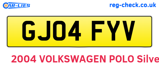 GJ04FYV are the vehicle registration plates.