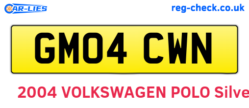 GM04CWN are the vehicle registration plates.
