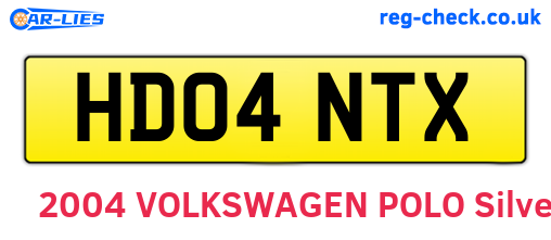 HD04NTX are the vehicle registration plates.