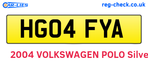 HG04FYA are the vehicle registration plates.