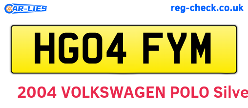 HG04FYM are the vehicle registration plates.
