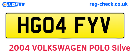 HG04FYV are the vehicle registration plates.