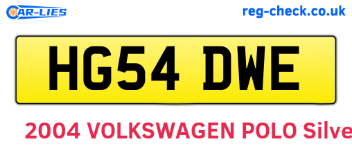 HG54DWE are the vehicle registration plates.