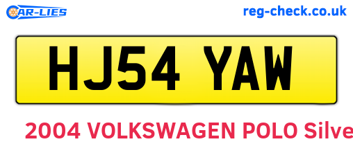 HJ54YAW are the vehicle registration plates.