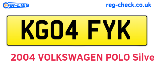KG04FYK are the vehicle registration plates.