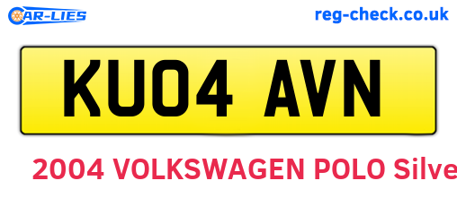 KU04AVN are the vehicle registration plates.