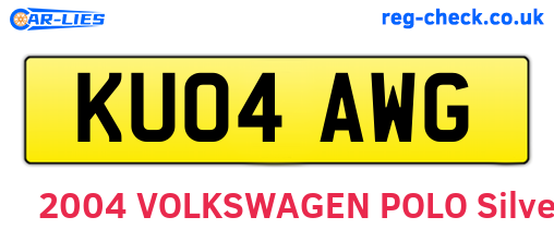 KU04AWG are the vehicle registration plates.