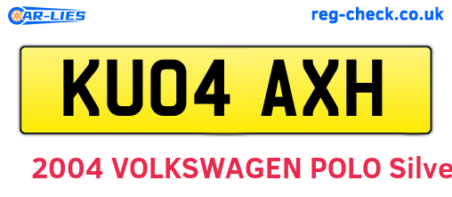 KU04AXH are the vehicle registration plates.