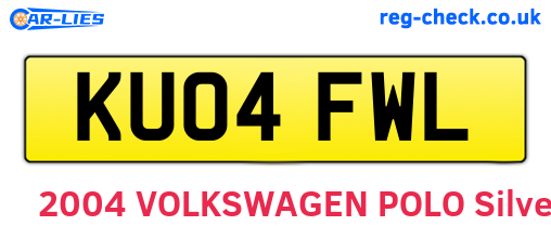 KU04FWL are the vehicle registration plates.