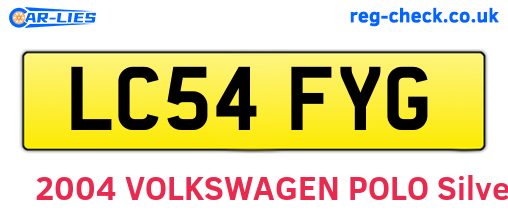 LC54FYG are the vehicle registration plates.