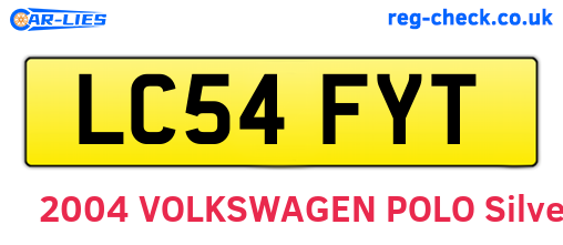 LC54FYT are the vehicle registration plates.