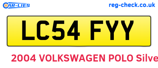 LC54FYY are the vehicle registration plates.