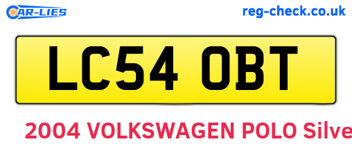 LC54OBT are the vehicle registration plates.