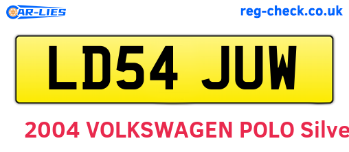 LD54JUW are the vehicle registration plates.