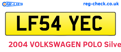 LF54YEC are the vehicle registration plates.