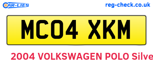 MC04XKM are the vehicle registration plates.