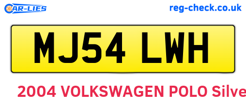 MJ54LWH are the vehicle registration plates.