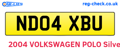 ND04XBU are the vehicle registration plates.