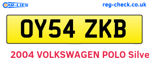 OY54ZKB are the vehicle registration plates.