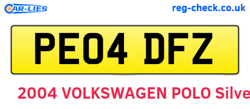 PE04DFZ are the vehicle registration plates.