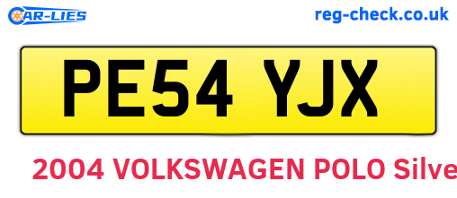 PE54YJX are the vehicle registration plates.