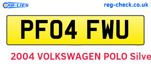 PF04FWU are the vehicle registration plates.