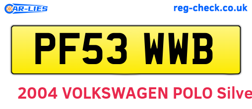 PF53WWB are the vehicle registration plates.
