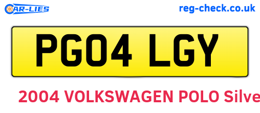 PG04LGY are the vehicle registration plates.