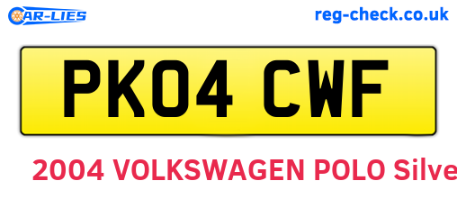 PK04CWF are the vehicle registration plates.