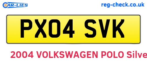 PX04SVK are the vehicle registration plates.