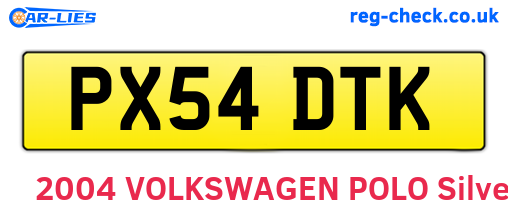 PX54DTK are the vehicle registration plates.