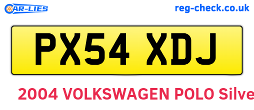 PX54XDJ are the vehicle registration plates.