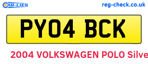 PY04BCK are the vehicle registration plates.