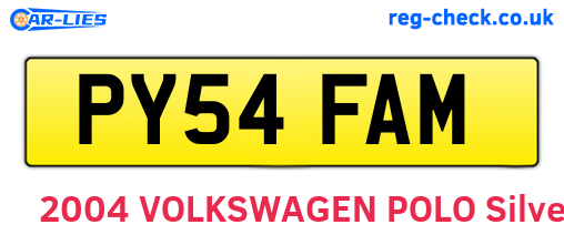 PY54FAM are the vehicle registration plates.