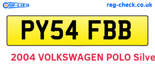 PY54FBB are the vehicle registration plates.