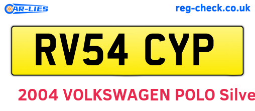 RV54CYP are the vehicle registration plates.