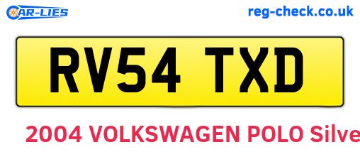RV54TXD are the vehicle registration plates.