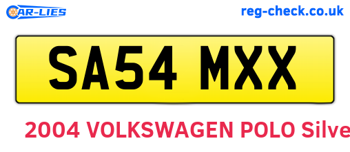 SA54MXX are the vehicle registration plates.