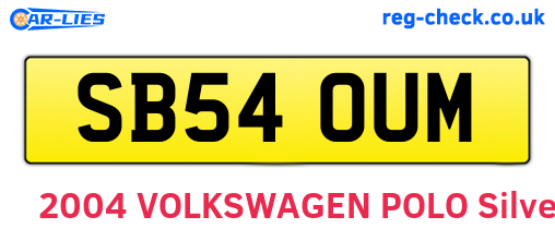 SB54OUM are the vehicle registration plates.