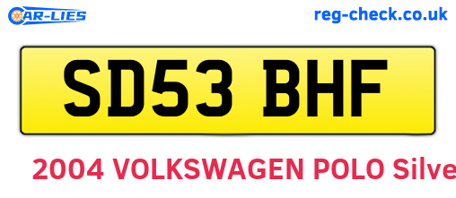 SD53BHF are the vehicle registration plates.