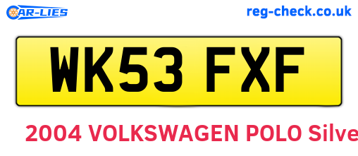 WK53FXF are the vehicle registration plates.