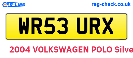 WR53URX are the vehicle registration plates.