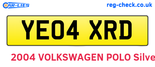 YE04XRD are the vehicle registration plates.