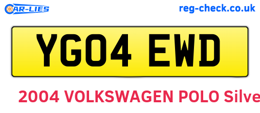 YG04EWD are the vehicle registration plates.